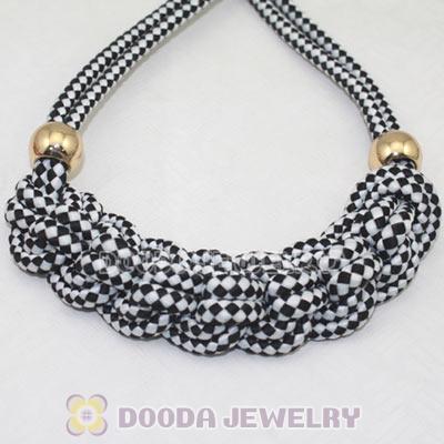 Handmade Weave Fluorescence Black White Cotton Rope Braided Necklace