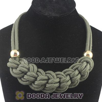 Handmade Weave Fluorescence Army green Cotton Rope Braided Necklace