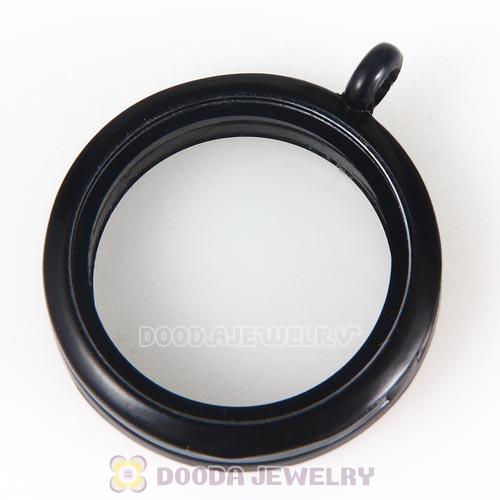30mm Black Plated Alloy Glass Floating Locket Pendant Wholesale