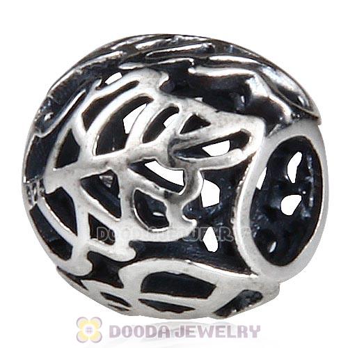 Antique Sterling Silver Openwork Leaves Charm Beads European Style