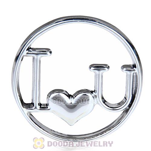 22mm Large Platinum I LOVE U Alloy Window Plate