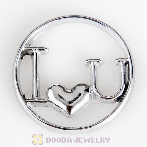 22mm Large Platinum I LOVE U Alloy Window Plate