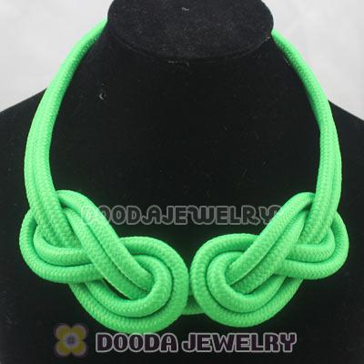 Handmade Weave Fluorescence Peridot Cotton Rope Necklace