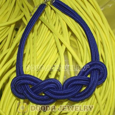 Handmade Weave Fluorescence Dark Blue Cotton Rope Necklace