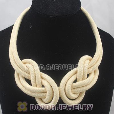 Handmade Weave Fluorescence Creamy white Cotton Rope Necklace