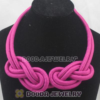Handmade Weave Fluorescence Fuchsia Cotton Rope Necklace