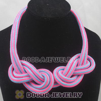Handmade Weave Fluorescence Rose Blue Cotton Rope Necklace