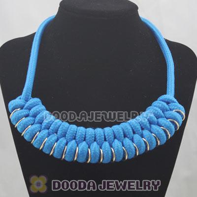 Handmade Weave Fluorescence Blue Cotton Rope Braided Necklace