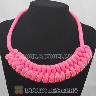 Handmade Weave Fluorescence Pink Cotton Rope Braided Necklace