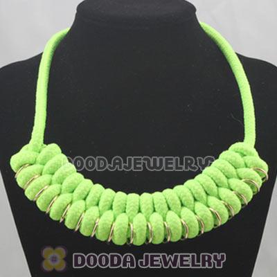 Handmade Weave Fluorescence Peridot Cotton Rope Braided Necklace