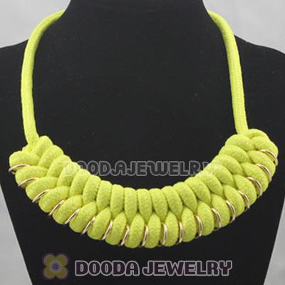 Handmade Weave Fluorescence Yellow Cotton Rope Braided Necklace