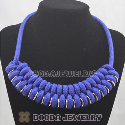 Handmade Weave Fluorescence Dark Blue Cotton Rope Braided Necklace