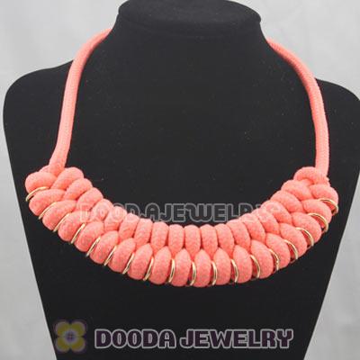 Handmade Weave Fluorescence Orange Cotton Rope Braided Necklace