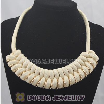 Handmade Weave Fluorescence Creamy white Cotton Rope Braided Necklace