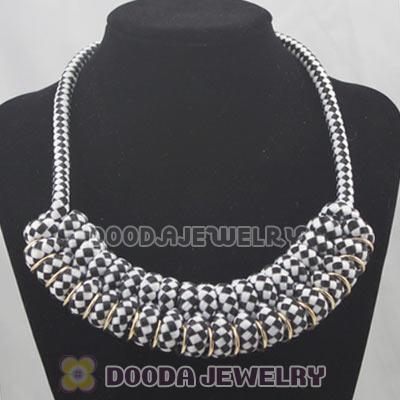 Handmade Weave Fluorescence Black White Cotton Rope Braided Necklace