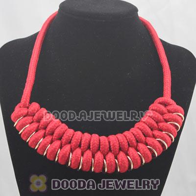 Handmade Weave Fluorescence Watermelon red Cotton Rope Braided Necklace