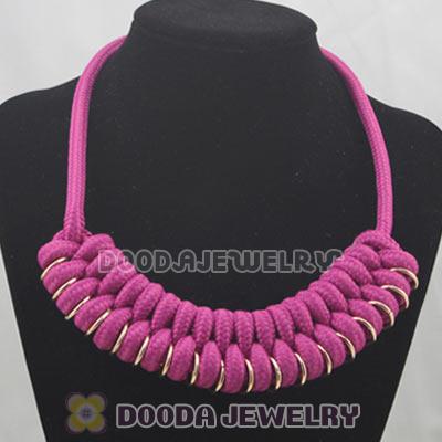Handmade Weave Fluorescence Fuchsia Cotton Rope Braided Necklace