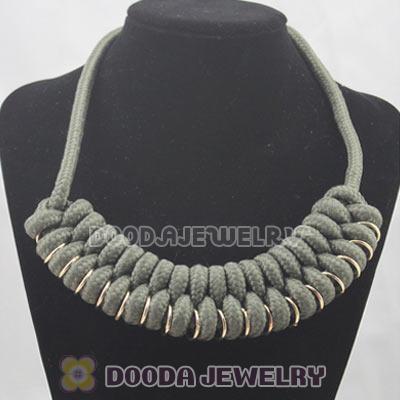 Handmade Weave Fluorescence Army green Cotton Rope Braided Necklace