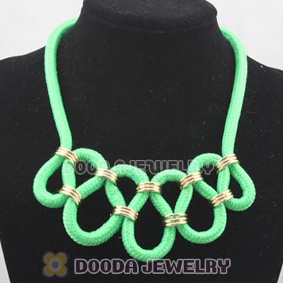 Handmade Weave Fluorescence Dark Green Cotton Rope Fashion Necklace