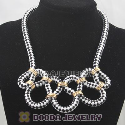 Handmade Weave Fluorescence Black White Cotton Rope Fashion Necklace