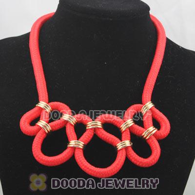 Handmade Weave Fluorescence Watermelon red Cotton Rope Fashion Necklace