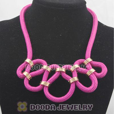 Handmade Weave Fluorescence Fuchsia Cotton Rope Fashion Necklace