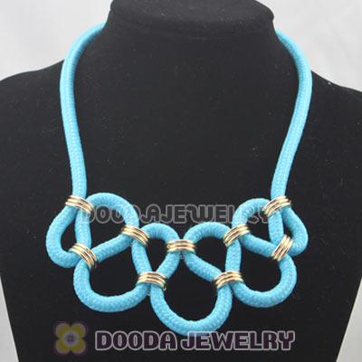 Handmade Weave Fluorescence Light Blue Cotton Rope Fashion Necklace