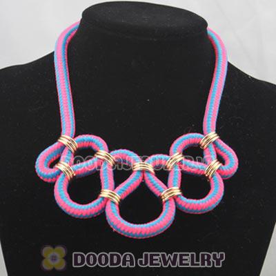 Handmade Weave Fluorescence Rose Blue Cotton Rope Fashion Necklace
