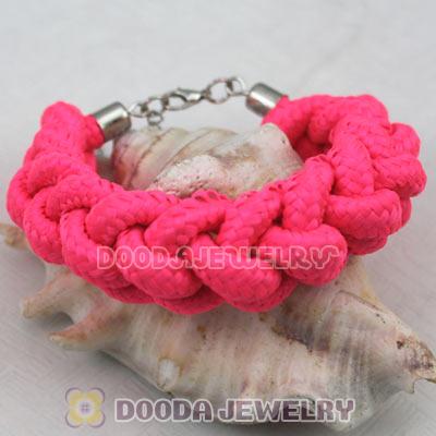 Handmade Weave Fluorescence Pink Cotton Rope Bracelet