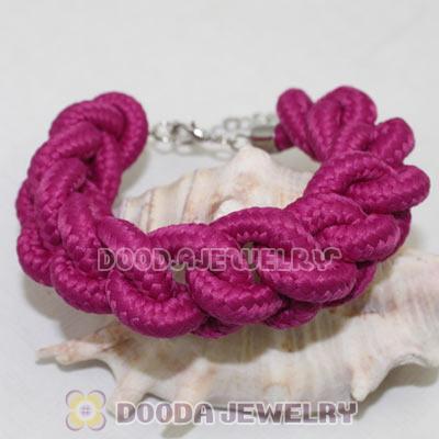 Handmade Weave Fluorescence Fuchsia Cotton Rope Bracelet