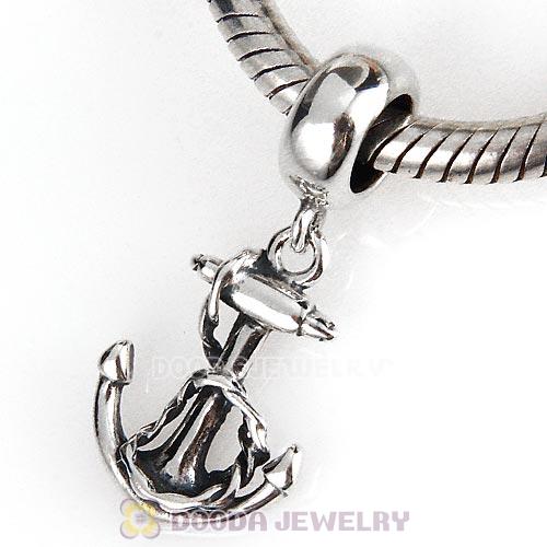 Antique Sterling Silver Dangle Anchor Charm Beads European Style