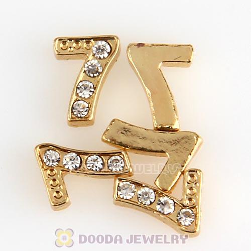 Gold Plated Alloy Number 7 with Crystal Floating Locket Charms Wholesale