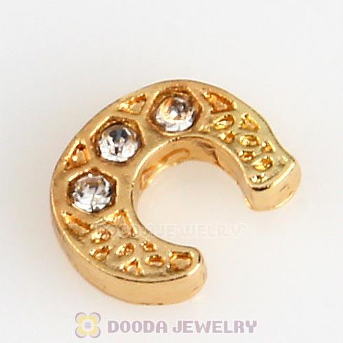 Gold Plated Alloy Letter C with Crystal Floating Locket Charms Wholesale