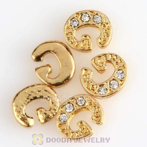 Gold Plated Alloy Letter G with Crystal Floating Locket Charms Wholesale