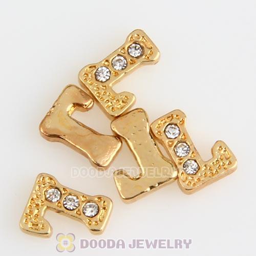 Gold Plated Alloy Letter L with Crystal Floating Locket Charms Wholesale