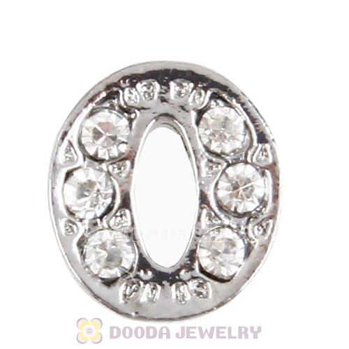 Platinum Plated Alloy Letter O with Crystal Floating Locket Charms Wholesale