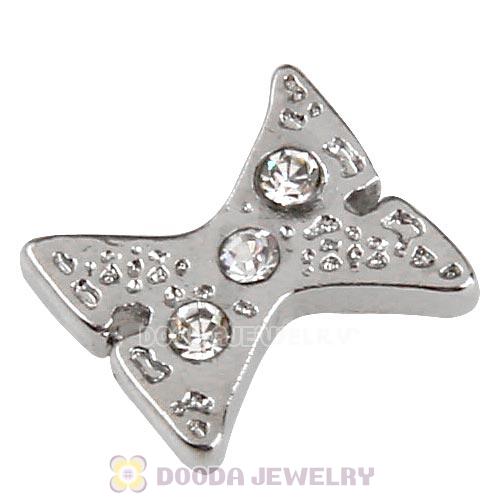 Platinum Plated Alloy Letter X with Crystal Floating Locket Charms Wholesale
