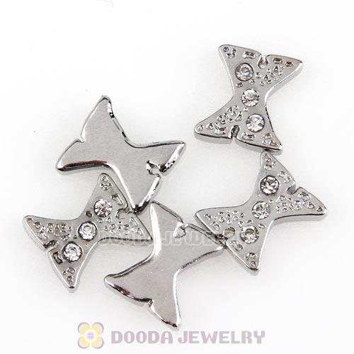 Platinum Plated Alloy Letter X with Crystal Floating Locket Charms Wholesale