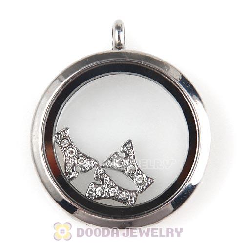 Platinum Plated Alloy Letter Y with Crystal Floating Locket Charms Wholesale