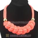Handmade Weave Fluorescence Orange Cotton Rope Braided Necklace