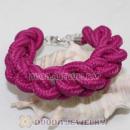 Handmade Weave Fluorescence Fuchsia Cotton Rope Bracelet