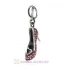 Sterling Silver Cinderella Slipper Dangle Beads with Light Rose Austrian Crystal