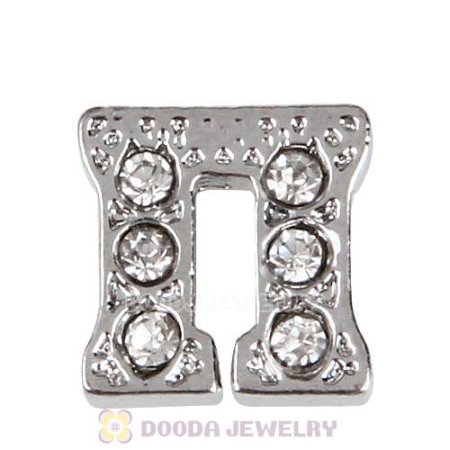 Platinum Plated Alloy Greek Letter Pi with Crystal Floating Locket Charms Wholesale