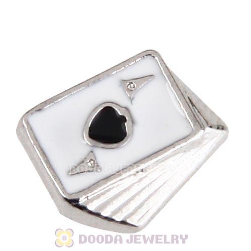 Platinum Plated Alloy Enamel Playing cards Floating Locket Charms Wholesale