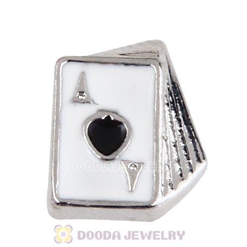 Platinum Plated Alloy Enamel Playing cards Floating Locket Charms Wholesale