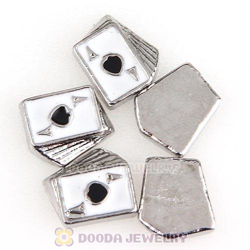 Platinum Plated Alloy Enamel Playing cards Floating Locket Charms Wholesale