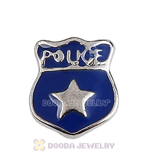 Platinum Plated Alloy Enamel Police badge Floating Locket Charms Wholesale