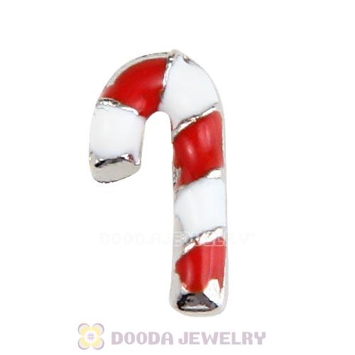 Platinum Plated Alloy Enamel Candy cane Floating Locket Charms Wholesale