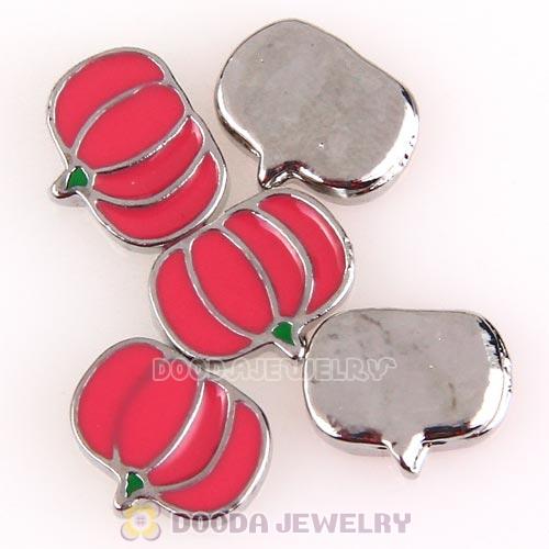 Platinum Plated Alloy Enamel Pumpkin Floating Locket Charms Wholesale