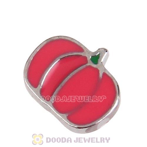 Platinum Plated Alloy Enamel Pumpkin Floating Locket Charms Wholesale
